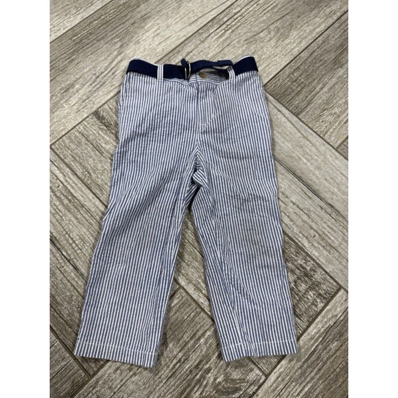 Ralph Lauren Belted Blue Striped Dress Pants Infant 24 Months - Picture 1 of 6